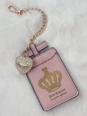 Juicy Couture pink card holder keychain ♡